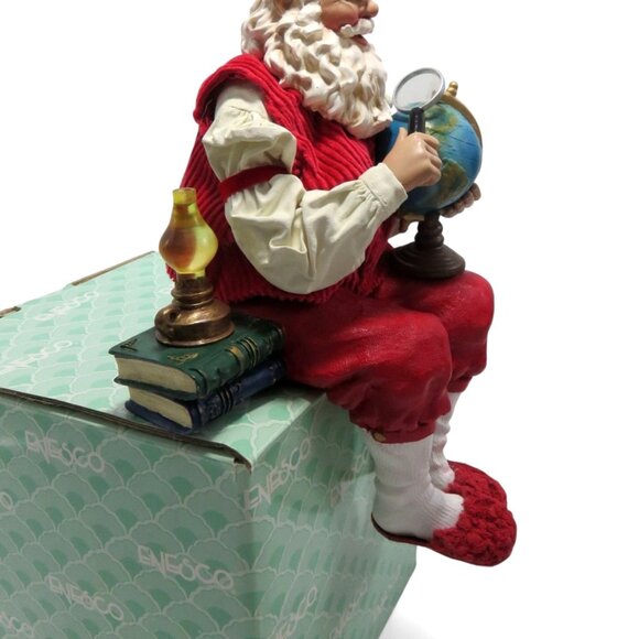 TRADITIONS Santa Claus Shelf Figurine with Globe and Magnifying Glass Vintage 10 - Picture 4 of 12